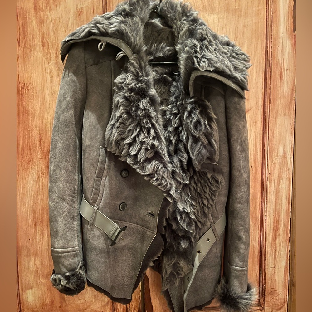 Patrizia Pepe double breasted real shearling jacket